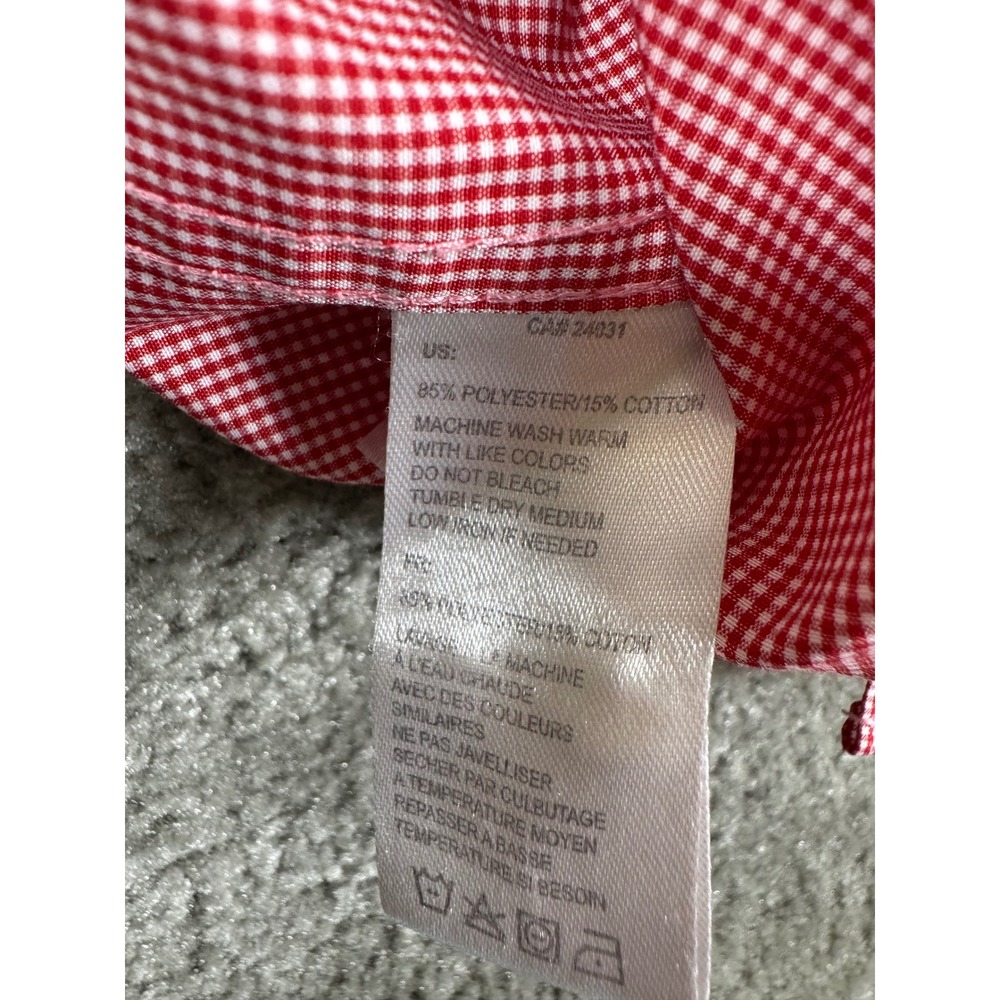 Chick-Fil-A Team Style Oobe Men Red Gingham Button Down Shirt Short Sleeve Med. - Picture 6 of 8